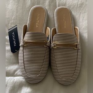 Nautica Labella Tan and White Striped Mule US Women's Size 7.5 New